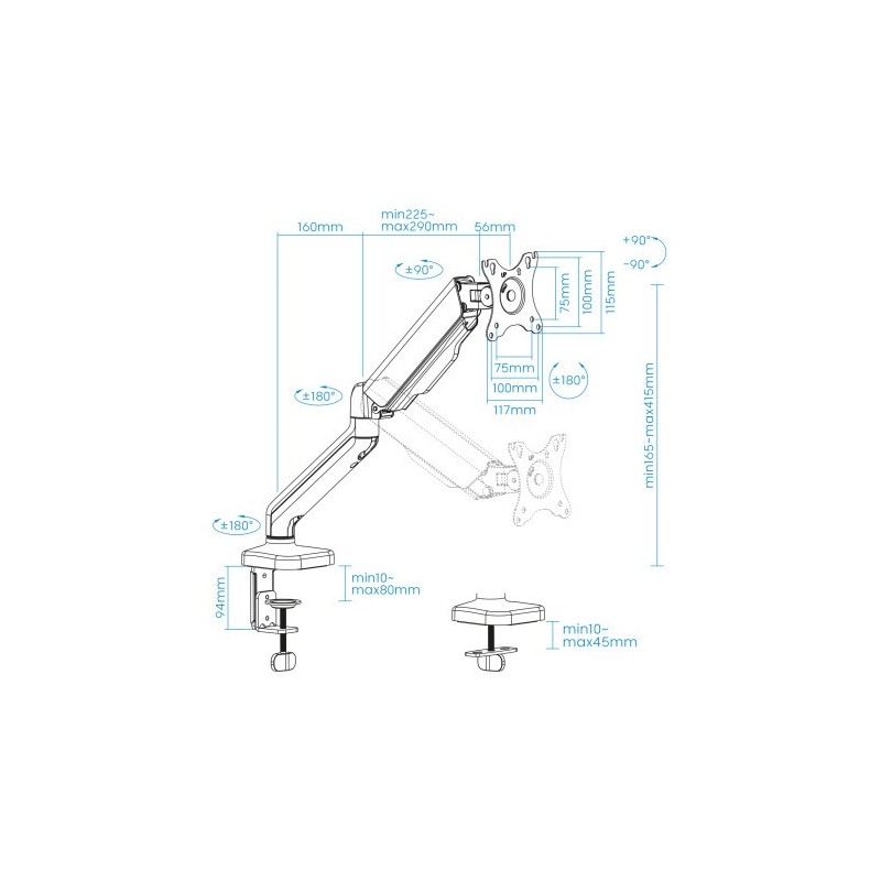 TooQ Soporte de Mesa para Pantalla 17″-32″, Negro
