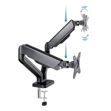 TooQ Soporte de Mesa para 2 Pantallas 17″-32″, Negro