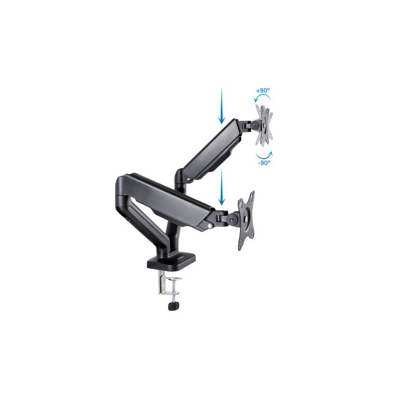 TooQ Soporte de Mesa para 2 Pantallas 17″-32″, Negro