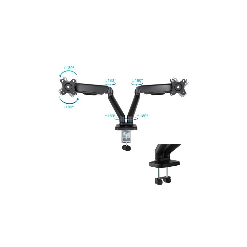 TooQ Soporte de Mesa para 2 Pantallas 17″-32″, Negro