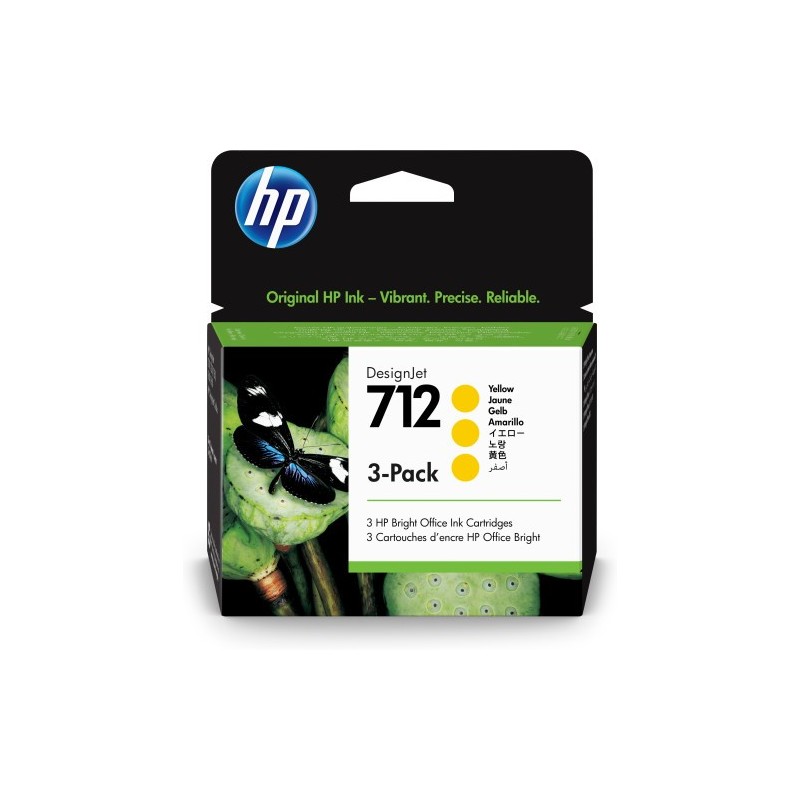 HP Paquete de 3 cartuchos de Tinta DesignJet 712 amarillo de 29 ml