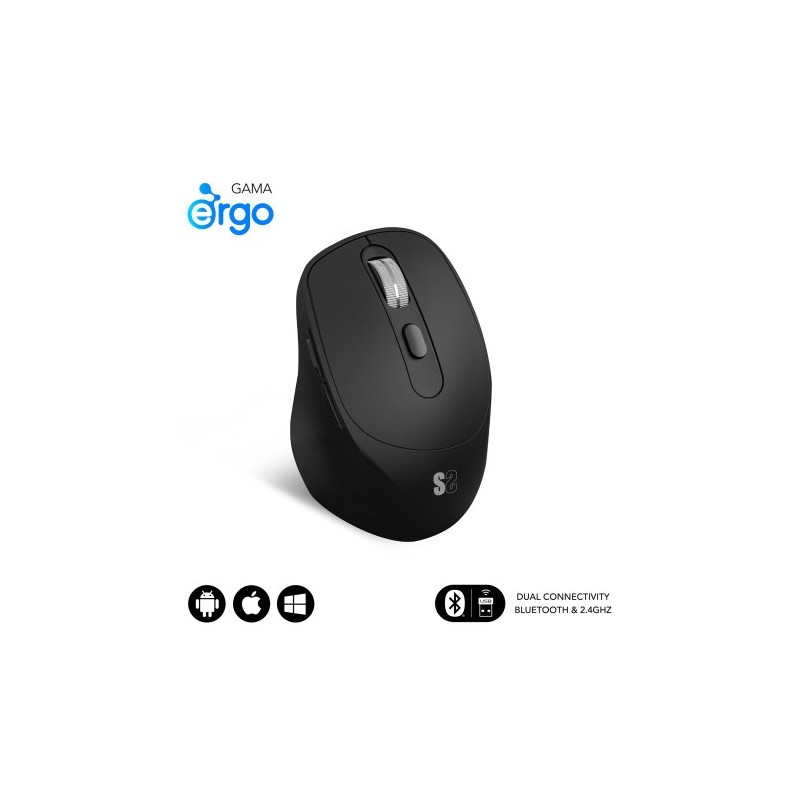 SUBBLIM Ratón CURVE ERGO DUAL MOUSE BATTERY BLACK