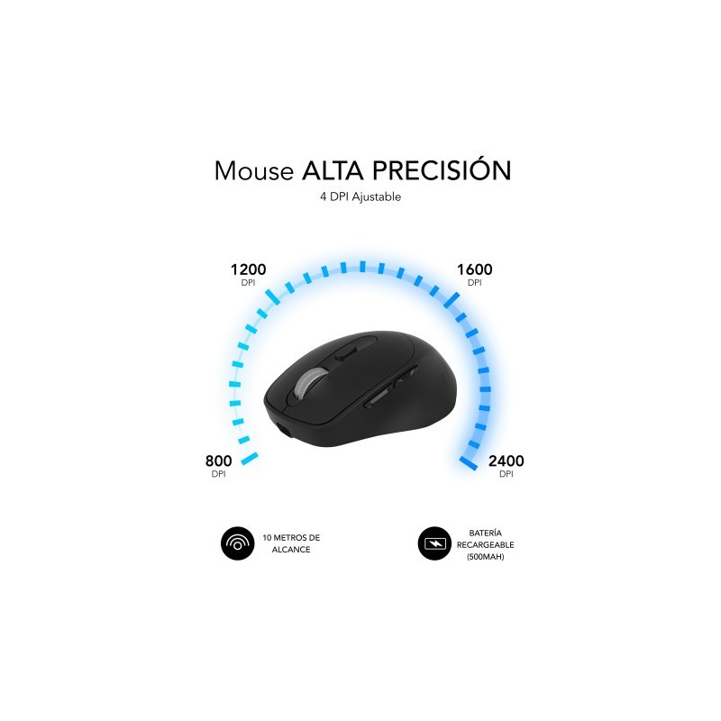 SUBBLIM Ratón CURVE ERGO DUAL MOUSE BATTERY BLACK