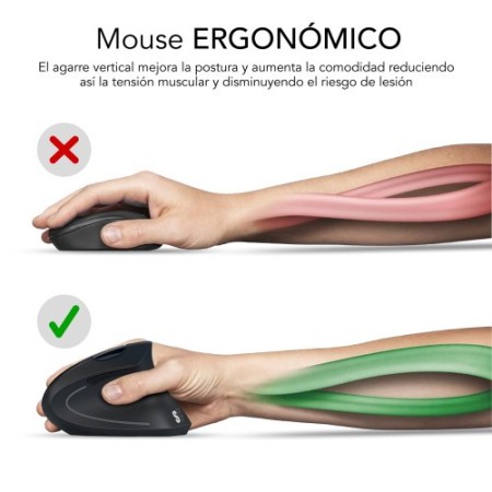 SUBBLIM Ratón GLIDE VERTICAL ERGO DUAL MOUSE BATTERY BLACK