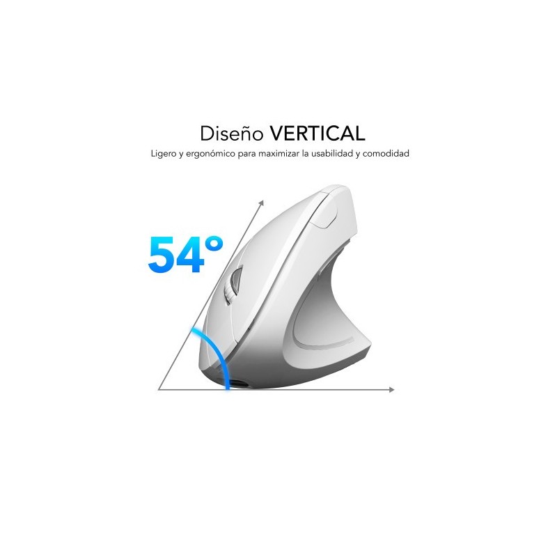 SUBBLIM Ratón GLIDE VERTICAL ERGO DUAL MOUSE BATTERY WHITE
