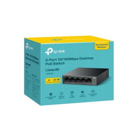 TP-Link LiteWave LS105P No administrado Fast Ethernet (10/100) Energía sobre Ethernet (PoE) Negro