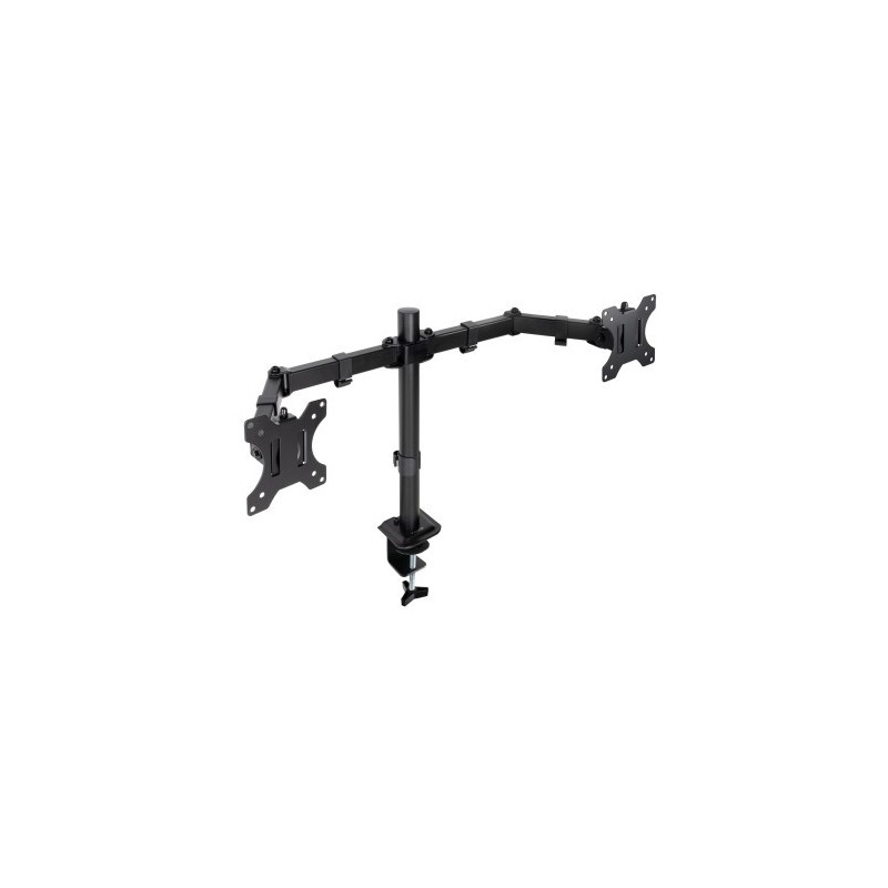 TooQ Soporte de Mesa para 2 Pantallas 17″-27″, Negro