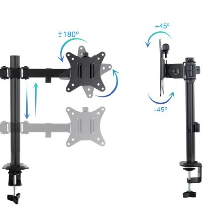 TooQ Soporte de Mesa para 2 Pantallas 17″-27″, Negro