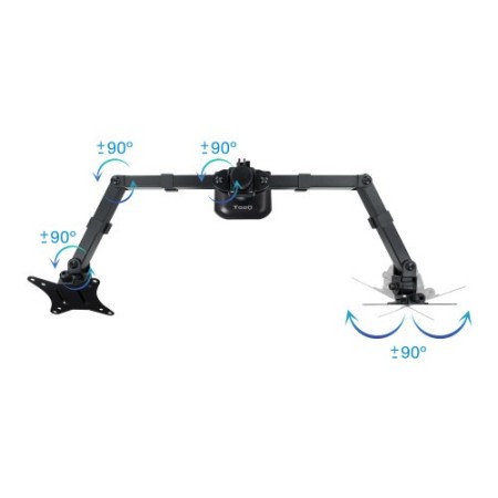 TooQ Soporte de Mesa para 2 Pantallas 17″-27″, Negro