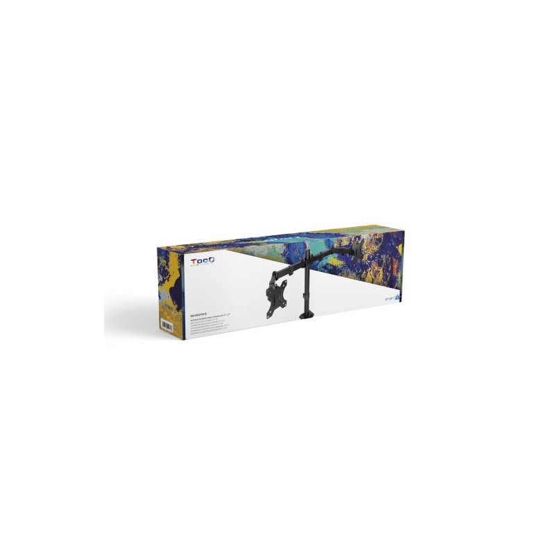 TooQ Soporte de Mesa para 2 Pantallas 17″-27″, Negro