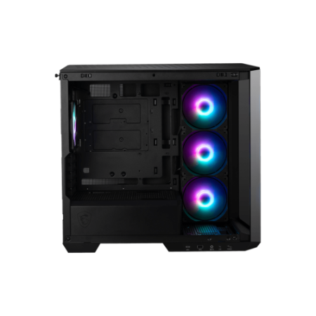 CAJA MSI MAG PANO M100R PZ,2X2.5″+1X2.5″/3.5”+1X3.5”,3X120MM+1X120MM (ARGB),1XUSB3.2+1USB3.2 TYPE C+AUDIO+MICRO,MID TOWER,NEGRA 