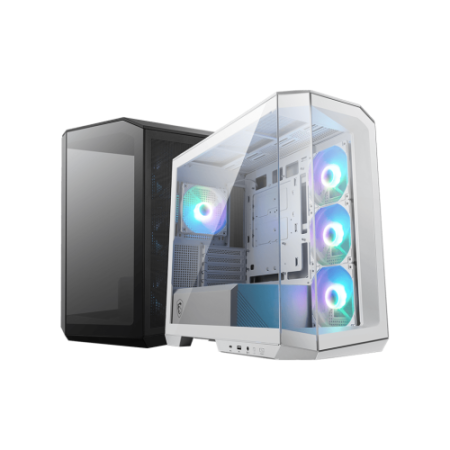 CAJA MSI MAG PANO M100R PZ,2X2.5″+1X2.5″/3.5”+1X3.5”,3X120MM+1X120MM (ARGB),1XUSB3.2+1USB3.2 TYPE C+AUDIO+MICRO,MID TOWER,NEGRA 