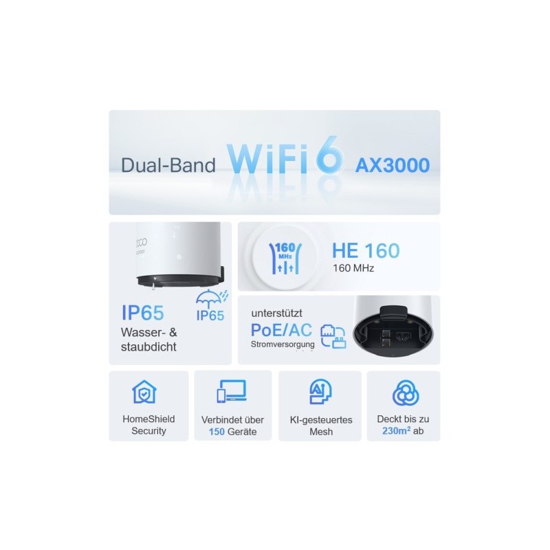 TP-Link Deco X50-Outdoor Doble banda (2,4 GHz / 5 GHz) Wi-Fi 6 (802.11ax) Blanco 1 Interno