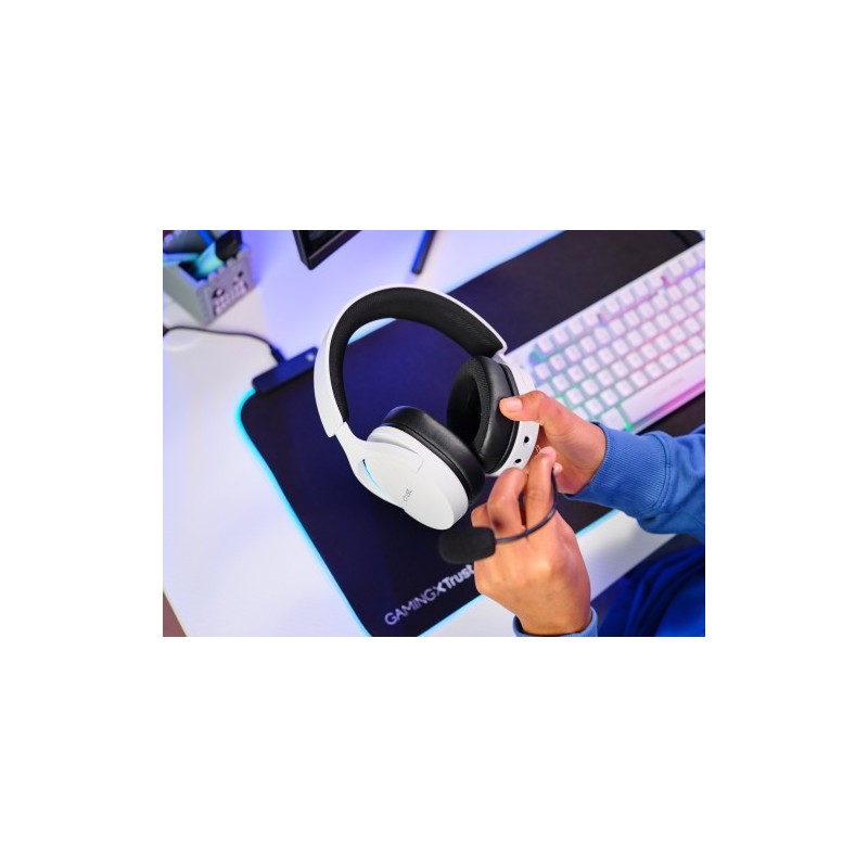 Trust GXT 491W FAYZO Auriculares Inalámbrico y alámbrico Diadema Juego USB Tipo C Bluetooth Negro, Blanco