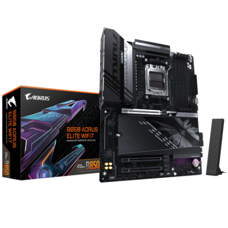 GIGABYTE B850 AORUS ELITE WIFI7 Placa Base - Procesadores AMD Ryzen Serie 9000, VRM digital de 14+2+2 fases, hasta 8200MHz DDR5 
