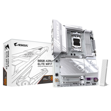 GIGABYTE B850 AORUS ELITE WIFI7 ICE Placa Base - Procesadores AMD Ryzen Serie 9000, VRM digital de 12+2+1 fases, hasta 8200MHz D