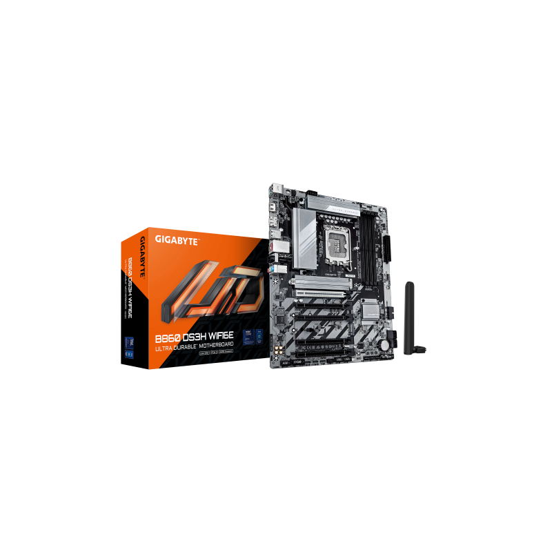 GIGABYTE B860 DS3H WIFI6E Placa base - CPUs Intel Core Ultra, VRM de 8+1+2+2 fases, hasta 9066MHz DDR5, 1xPCIe 5.0 + 1xPCIe 4.0 