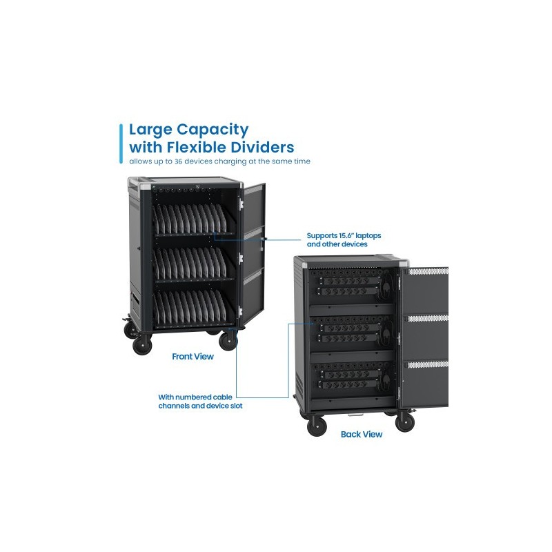 Ewent EW1701 carrito y armario de dispositivo portátil Armario de gestión y carga para dispositivos portátiles Negro, Gris