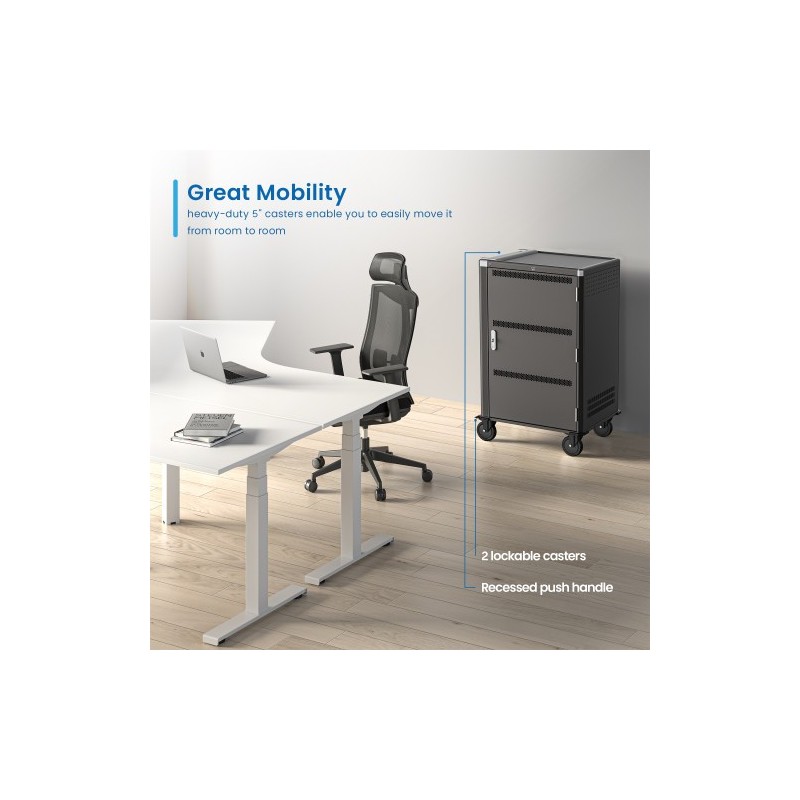 Ewent EW1701 carrito y armario de dispositivo portátil Armario de gestión y carga para dispositivos portátiles Negro, Gris