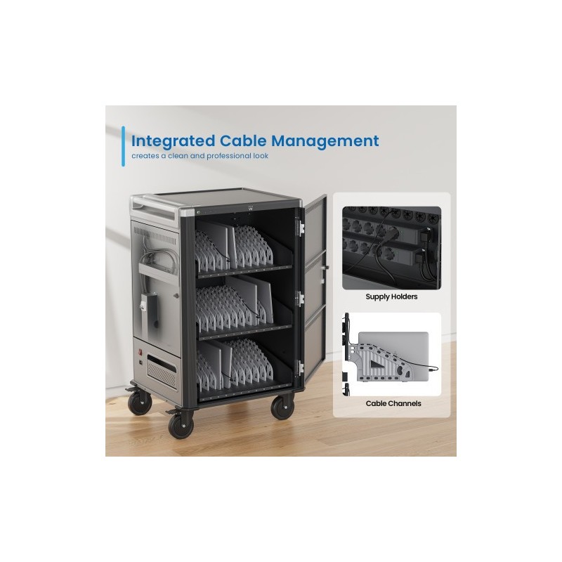 Ewent EW1701 carrito y armario de dispositivo portátil Armario de gestión y carga para dispositivos portátiles Negro, Gris