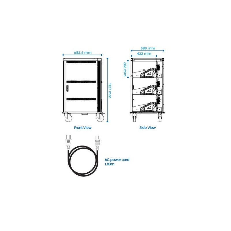 Ewent EW1701 carrito y armario de dispositivo portátil Armario de gestión y carga para dispositivos portátiles Negro, Gris