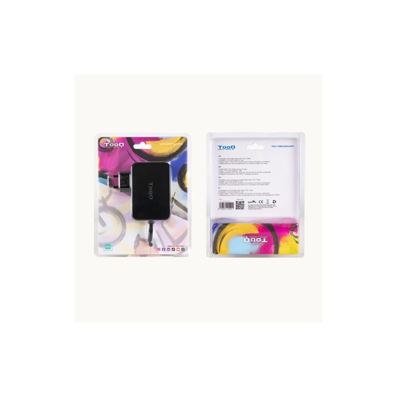 TooQ Cargador de portátil GAN USB-C PD 100W, Negro