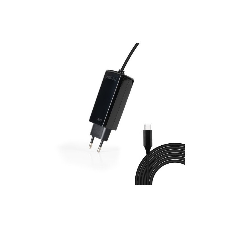 TooQ Cargador de portátil GAN USB-C PD 100W, Negro