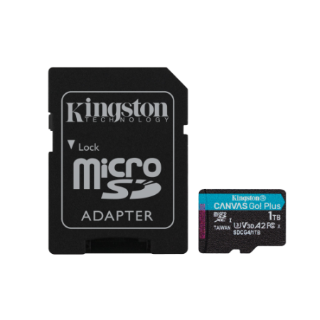 Kingston Technology Tarjeta microSDXC Canvas Go Plus Gen4 de 1 TB, 200 MB/s, A2 U3 V30 y adaptador