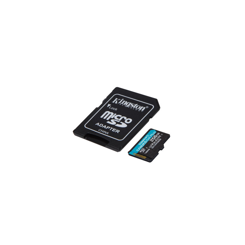 Kingston Technology Tarjeta microSDXC Canvas Go Plus Gen4 de 256 GB, 200 MB/s, A2 U3 V30 y adaptador
