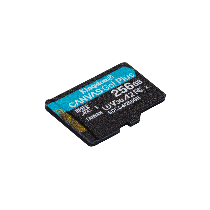 Kingston Technology Tarjeta microSDXC Canvas Go Plus Gen4 de 256 GB, 200 MB/s, A2 U3 V30 y adaptador