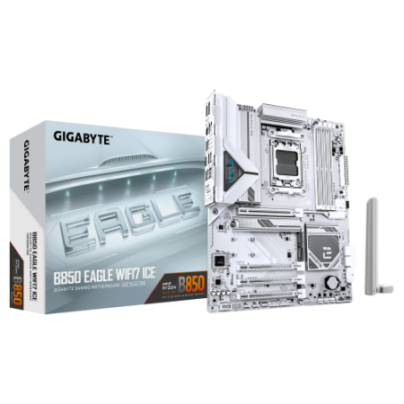 GIGABYTE B850 EAGLE WIFI7 ICE Placa base - Procesadores AMD Ryzen serie 9000, VRM digital de 8+2+2 fases, hasta 8200 MHz DDR5 (O