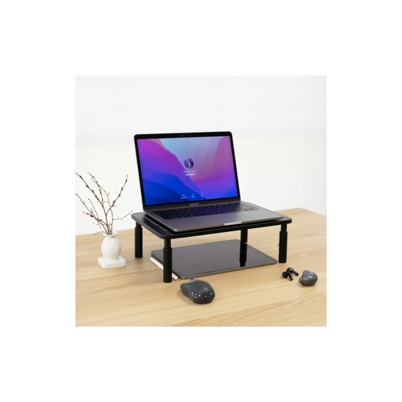 TooQ Soporte Elevador Multiusos para Monitor/Portátil, Negro