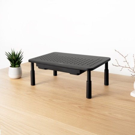 TooQ Soporte Elevador Multiusos para Monitor/Portátil, Negro