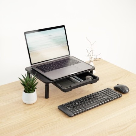 TooQ Soporte Elevador Multiusos para Monitor/Portátil, Negro
