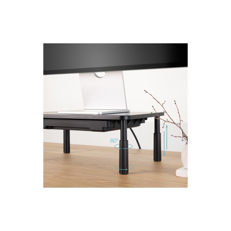 TooQ Soporte Elevador Multiusos para Monitor/Portátil, Negro