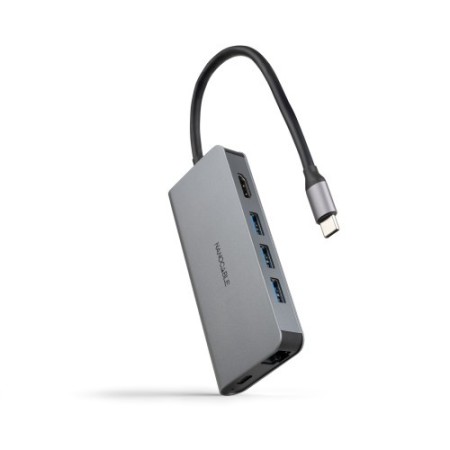 NANOCABLE HUB USB-C 3xUSB-A+HDMI+USB-C CARGA+RJ45+TF+SD