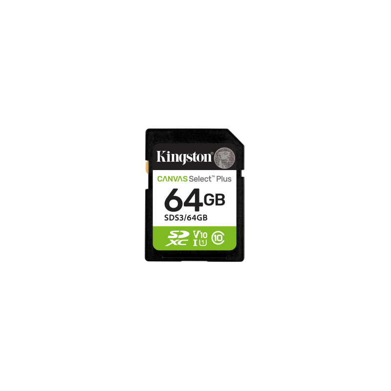 Kingston Technology 64 GB SDXC Canvas Select Plus Gen3 100 MB/s C10 UHS-I U1 V10