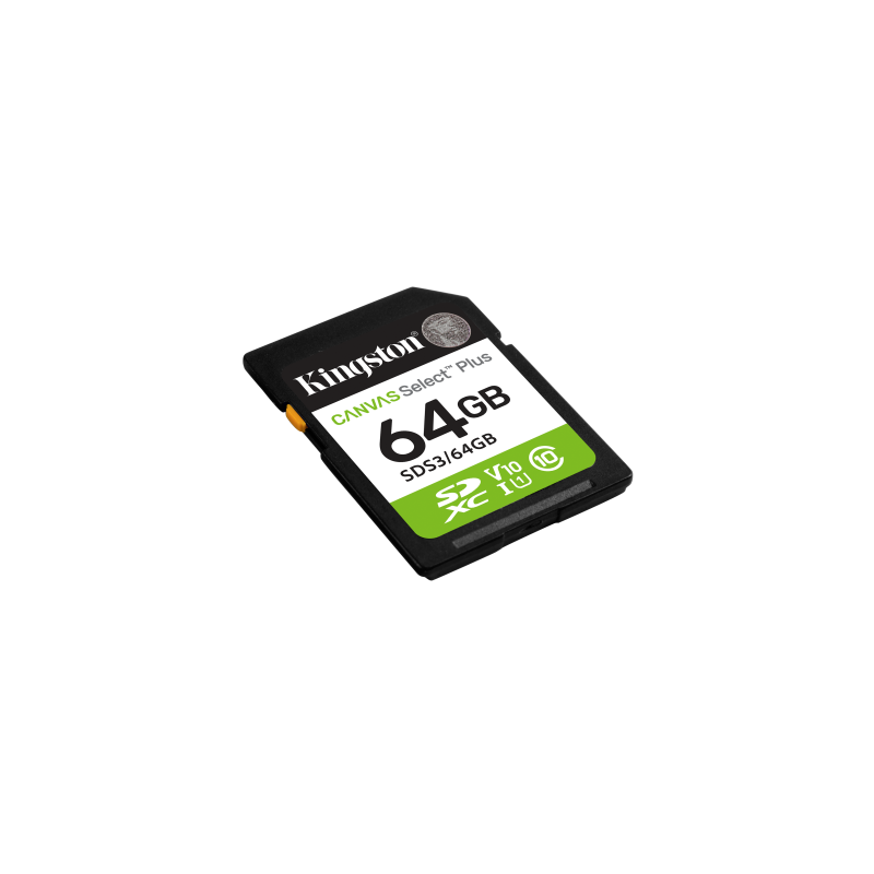 Kingston Technology 64 GB SDXC Canvas Select Plus Gen3 100 MB/s C10 UHS-I U1 V10