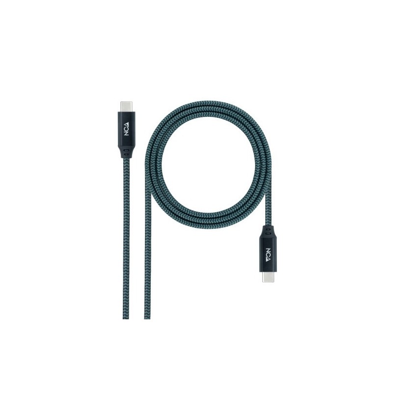 Nanocable Cable USB 3.2 Gen2x2 20Gbps 5A/100W 4K/60Hz USB-C/M-USB-C/M, Gris/Negro, 1 m