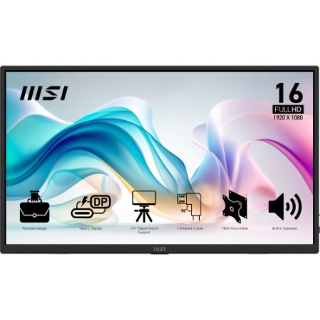 MSI PRO MP165 E6 monitor o TV portátil Monitor portátil Negro 39,6 cm (15.6″) LED 1920 x 1080 Pixeles