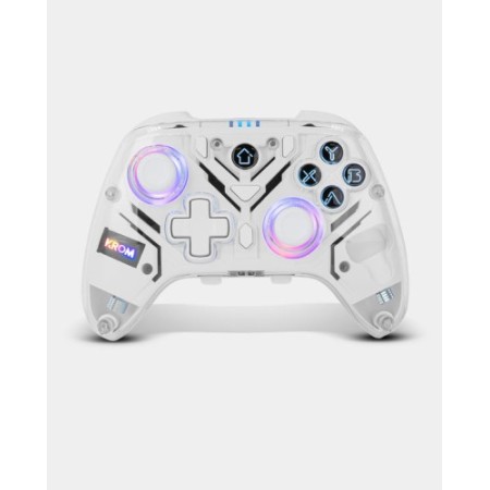 KROM KRYSTAL TRANSPARENTE , WIRELES BLUETOOTH O CABLE , COMPATIBLE PC, SWITCH, SWITCH2 , ANDROID E IOS