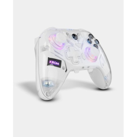 KROM KRYSTAL TRANSPARENTE , WIRELES BLUETOOTH O CABLE , COMPATIBLE PC, SWITCH, SWITCH2 , ANDROID E IOS