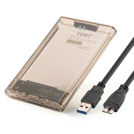 Ewent EW7069 caja para disco duro externo Caja externa para unidad de estado sólido (SSD) Transparente 2.5″