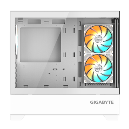 GIGABYTE C201 PANORAMIC ICE Caja para PC – Torre media, m-ATX, compatible con radiador de 360 mm, 3 ventiladores preinstalados, 
