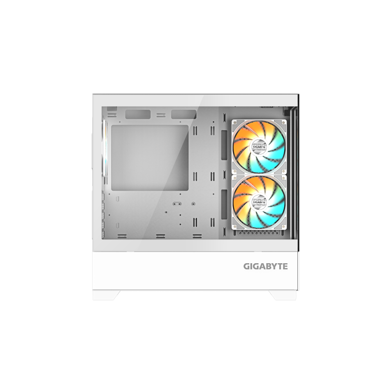 GIGABYTE C201 PANORAMIC ICE Caja para PC – Torre media, m-ATX, compatible con radiador de 360 mm, 3 ventiladores preinstalados, 