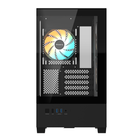 GIGABYTE C201 PANORAMIC Caja de PC – Torre Media, m-ATX, soporte para radiador de 360 mm, 3 ventiladores preinstalados, USB 3.0,