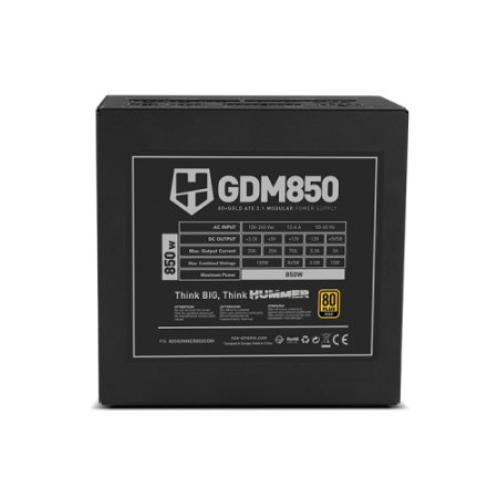 NOX Hummer GDM 850W GOLD unidad de fuente de alimentación 20+4 pin ATX ATX Negro