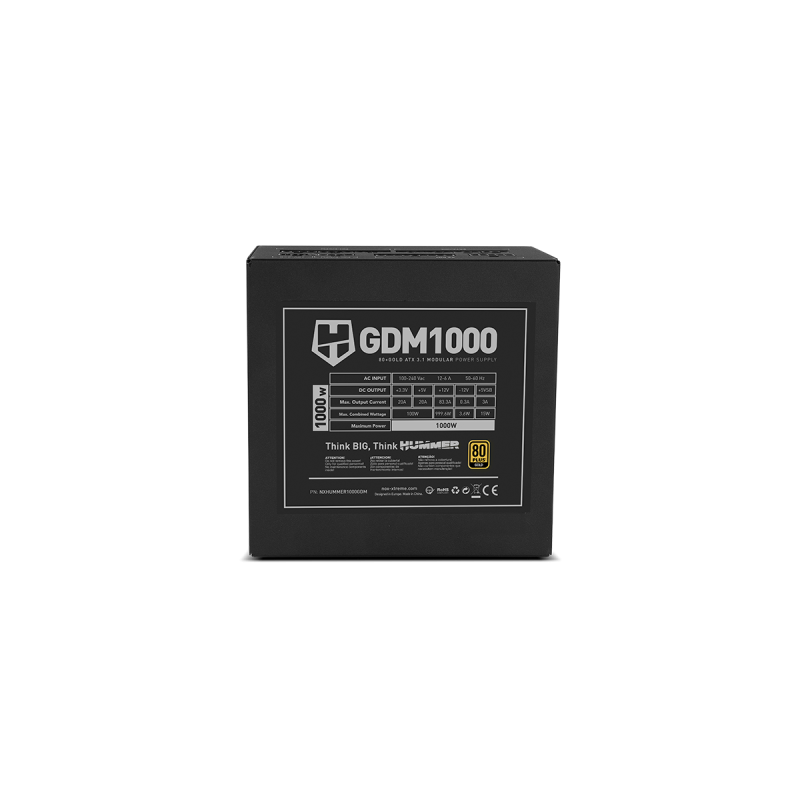 NOX Hummer GDM 1000W GOLD unidad de fuente de alimentación 20+4 pin ATX ATX Negro