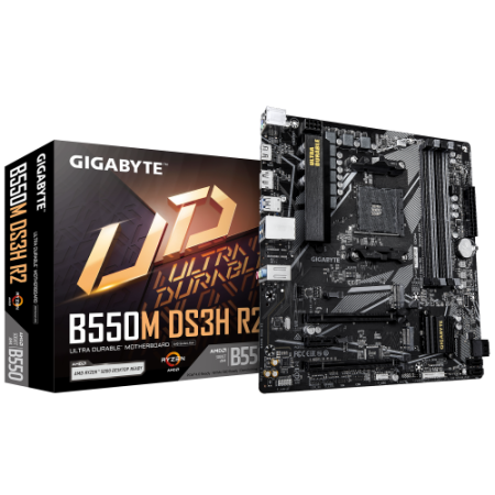 GIGABYTE B550M DS3H R2 Placa base - Procesadores AMD Ryzen 5000, VRM de 5+3 fases, hasta 4733 MHz DDR4 (O.C.), 1x M.2 PCIe 4.0 +
