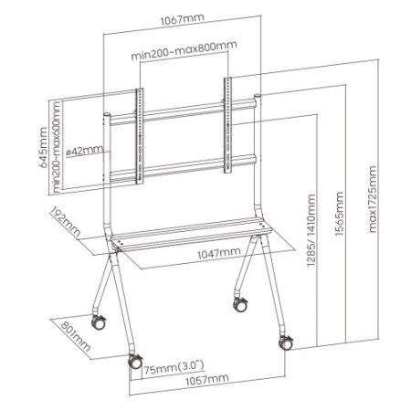 Ewent EW1542 soporte para pantalla de señalización 2,18 m (86″) Negro